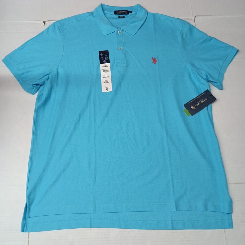 U.S. Polo Assn. Pique Polo Shirt Men's Size 2XL River Blue